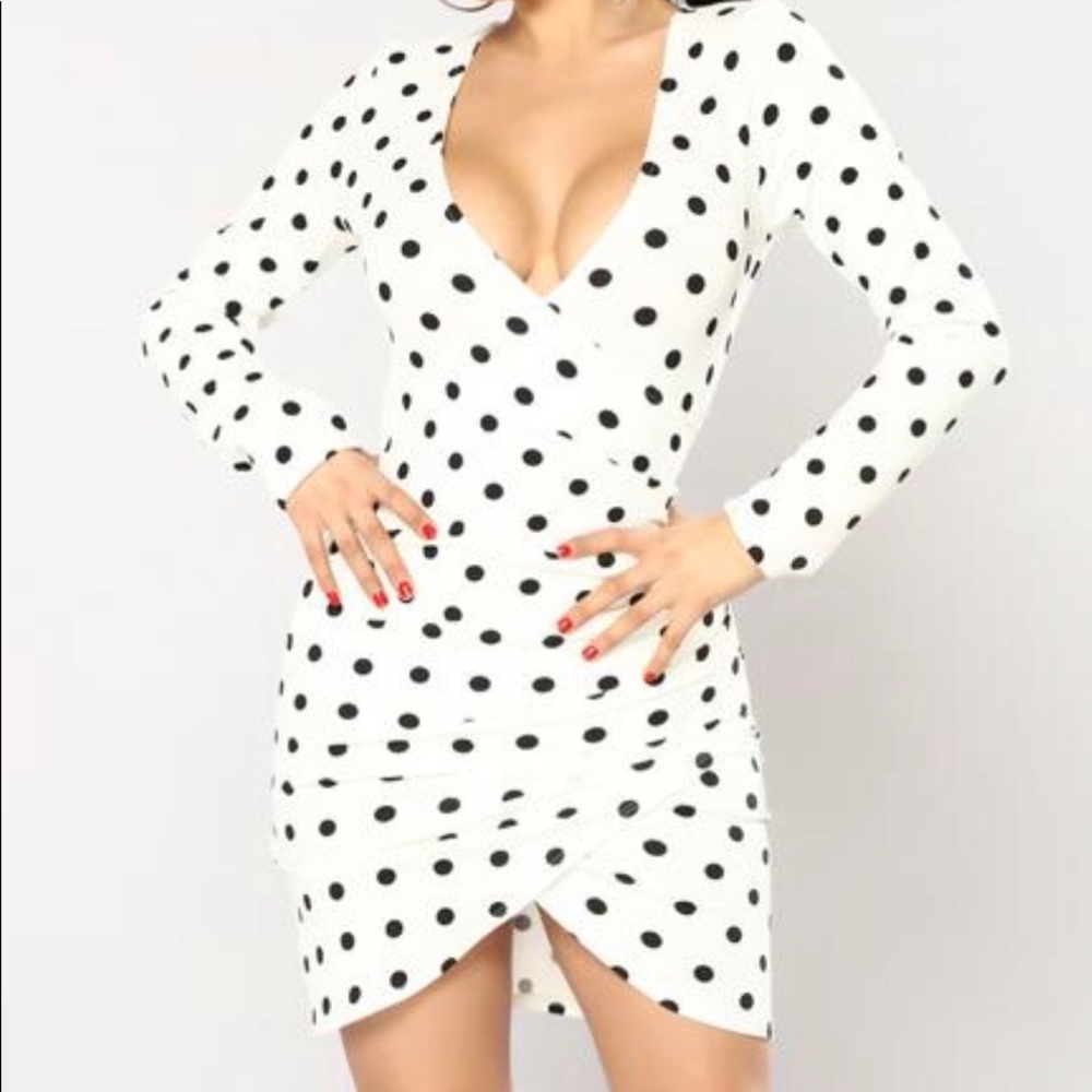 Polka dot long sleeve dress
